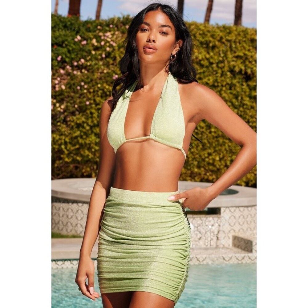 Lulus Made For Sun Lime Green Swim Cover-up Skirt - Size S